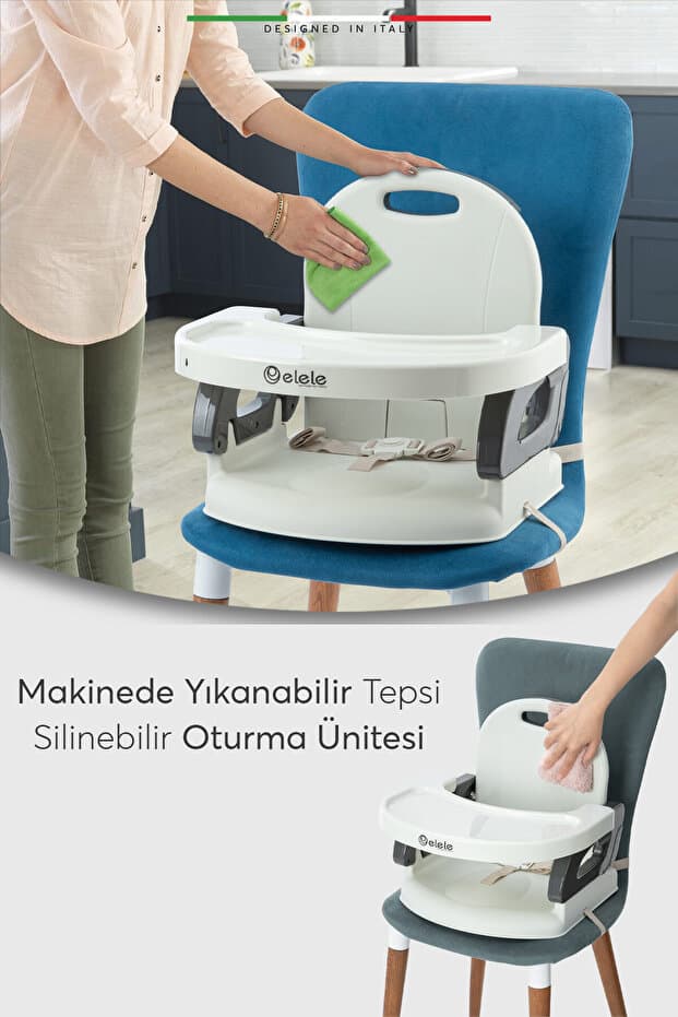 Livo Portatif Bebek Mama Sandalyesi Katlanabilir Yükselticili Gri