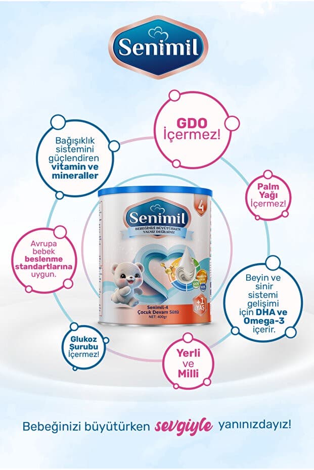 Senimil-4 Çocuk Devam Sütü 400 gr 12+ Ay (Teneke Kutu)